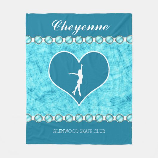 Monogrammed Beauful Turquoise Figuur Skater Fleece Deken (Voorkant)