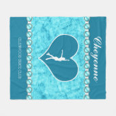 Monogrammed Beauful Turquoise Figuur Skater Fleece Deken (Voorkant (Horizontaal))