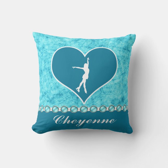 Monogrammed Beauful Turquoise Figuur Skater Kussen (Voorkant)
