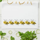 Monogrammed Bees Design Theedoek (Gevouwen)