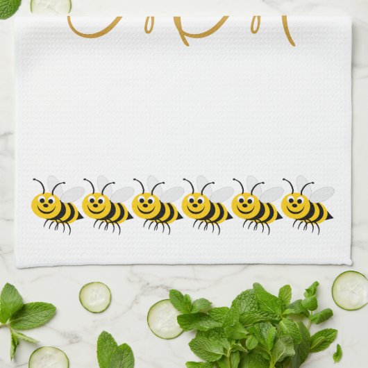 Monogrammed Bees Design Theedoek (Gevouwen)