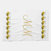 Monogrammed Bees Design Theedoek (Horizontaal)