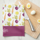 Monogrammed Beets Citroen en Wortelen Waterverf Theedoek (Quarter Fold)