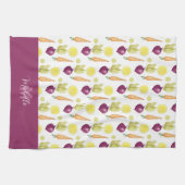 Monogrammed Beets Citroen en Wortelen Waterverf Theedoek (Horizontaal)