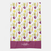 Monogrammed Beets Citroen en Wortelen Waterverf Theedoek (Verticaal)