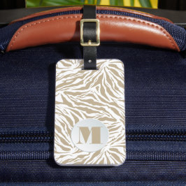 Monogrammed Beige Animal Print Bagagelabel