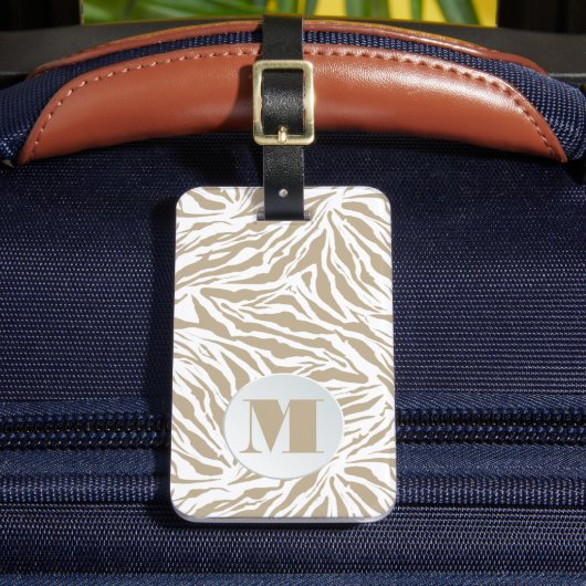 Monogrammed Beige Animal Print Bagagelabel (Voorkant Insitu 2)