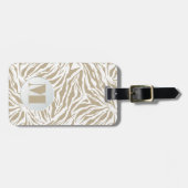 Monogrammed Beige Animal Print Bagagelabel (Voorkant horizontaal)