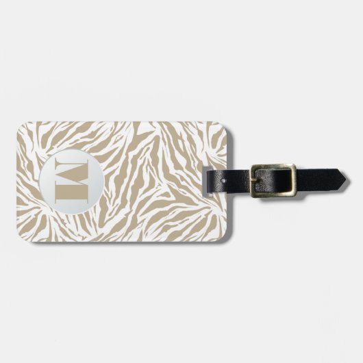 Monogrammed Beige Animal Print Bagagelabel (Voorkant horizontaal)