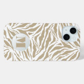 Monogrammed Beige Animal Print Case-Mate iPhone Case (Achterkant (horizontaal))