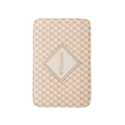 Monogrammed Beige Cream Diamond Geometrisch Patroo Badmat (Voorkant Verticaal)