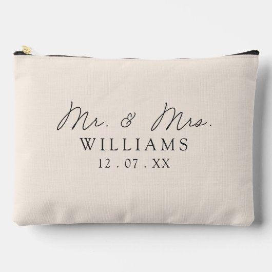 Monogrammed Beige Elegant Script Bruiloft Favor Etui (Voorkant)