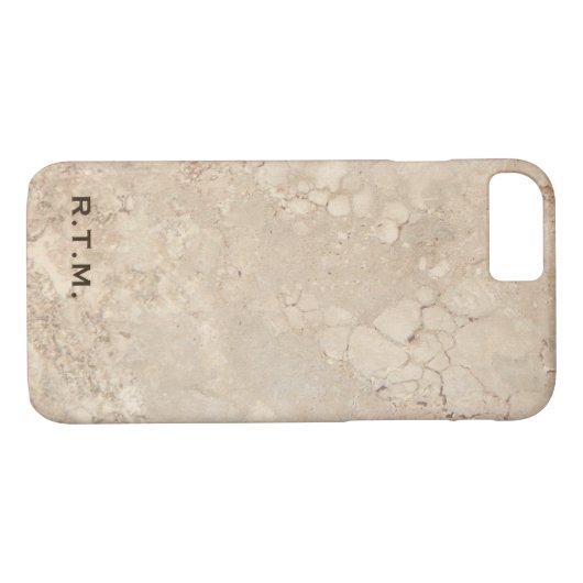 Monogrammed Beige Granite iPhone 7 Hoesje (Achterkant (Horizontaal))