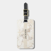 Monogrammed Beige Marble Bagagelabel (Voorkant verticaal)