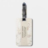 Monogrammed Beige Marble Bagagelabel (Achterkant verticaal)