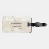 Monogrammed Beige Marble Bagagelabel (Achterkant horizontaal)