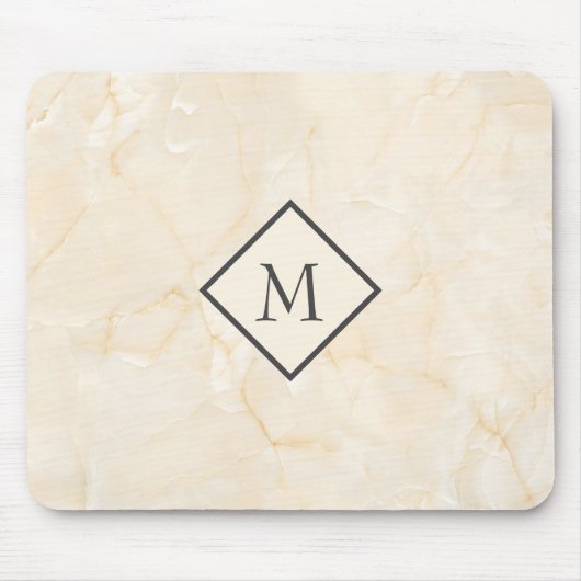 Monogrammed Beige Marble Muismat (Voorkant)