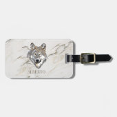 Monogrammed Beige Marble Stone Bagagelabel (Voorkant horizontaal)