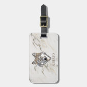 Monogrammed Beige Marble Stone Bagagelabel (Voorkant verticaal)