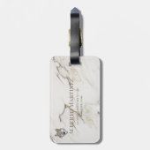 Monogrammed Beige Marble Stone Bagagelabel (Achterkant verticaal)