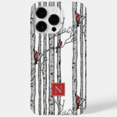 Monogrammed berkenbomen en rode kardinaalvogels Case-Mate iPhone case (Achterkant)