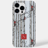 Monogrammed berkenbomen en rode kardinaalvogels Case-Mate iPhone case (Achterkant)
