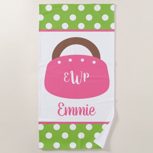Monogrammed Bermuda tas gepersonaliseerde strandla Strandlaken (Voorkant)
