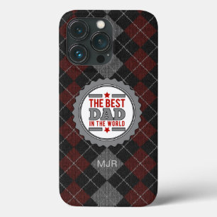 Monogrammed Best Dad Maroon and Grey Case-Mate iPhone Case