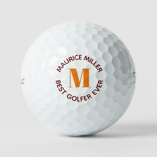 Monogrammed 'Beste Golfer Ever' Aangepaste naam Golfballen (Voorkant)