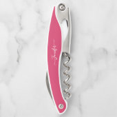 Monogrammed Bierwijn Kurkentrekker Roze Flesopener (Achterkant)