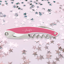 Monogrammed Bierwijn Kurkentrekker Roze Flesopener
