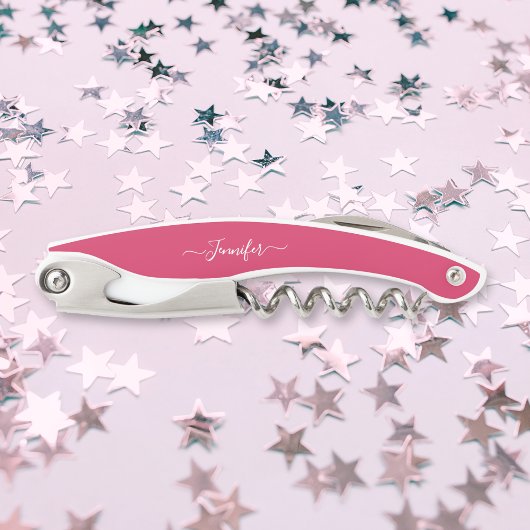 Monogrammed Bierwijn Kurkentrekker Roze Flesopener