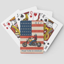 Monogrammed biker trots om Amerikaans te worden Pokerkaarten