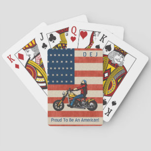 Monogrammed biker trots om Amerikaans te worden Pokerkaarten