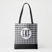 Monogrammed Black and White Buffalo Pset Trendy Tote Bag (Voorkant)