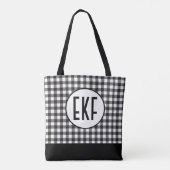 Monogrammed Black and White Buffalo Pset Trendy Tote Bag (Achterkant)