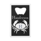 Monogrammed Black and White Crab Nautical Creditkaart Flessenopener (Achterkant)