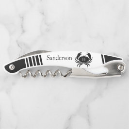 Monogrammed Black and White Crab Nautical Kurkentrekker