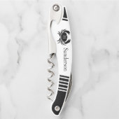 Monogrammed Black and White Crab Nautical Kurkentrekker (Voorkant)