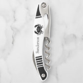 Monogrammed Black and White Crab Nautical Kurkentrekker (Achterkant)