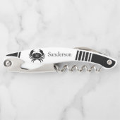 Monogrammed Black and White Crab Nautical Kurkentrekker (Voorkant)