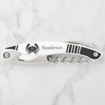 Monogrammed Black and White Crab Nautical