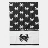 Monogrammed Black and White Crab Nautical Theedoek (Verticaal)