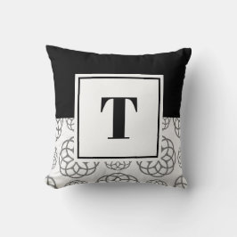 Monogrammed Black and White Grey Pattern Kussen