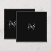Monogrammed Black and White Modern Birthday Kaart (Voorkant / Achterkant)