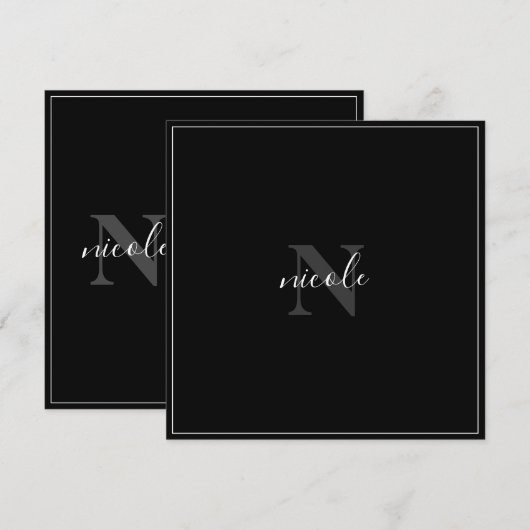 Monogrammed Black and White Modern Birthday Kaart (Voorkant / Achterkant)
