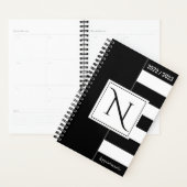 Monogrammed Black and White Modern Stripes Planner (Display)