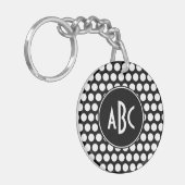 Monogrammed Black and White Polka Dots Sleutelhanger (Voorkant Links)