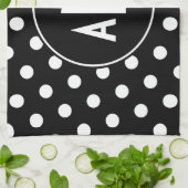 Monogrammed Black and White Polka Dots Theedoek (Gevouwen)