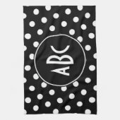 Monogrammed Black and White Polka Dots Theedoek (Verticaal)